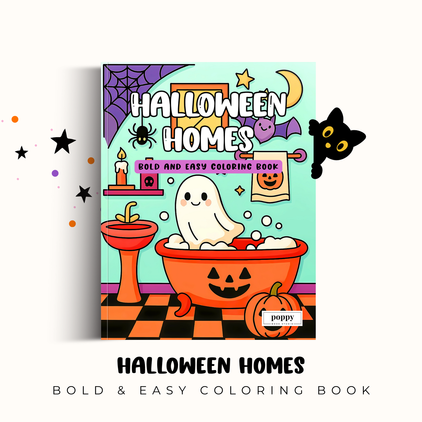 Halloween Homes - Bold and Easy Coloring Book: A Cozy & Spooky Collection of Cute Halloween Home Scenes for Relaxing Coloring Fun – Bold Lines, Easy Designs, and Whimsical Details for All Ages